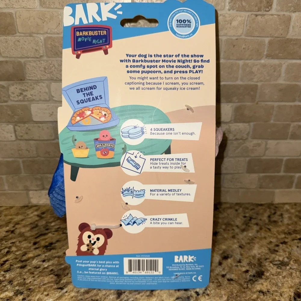 Bark Hide & Seek Treats Beg & Hairys Ice Cream Toys Squeaks For XS/S Dogs